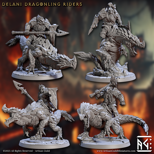 Delani Dragonling Riders (Set of 4) | Magmaforged Dwarves of the Depths